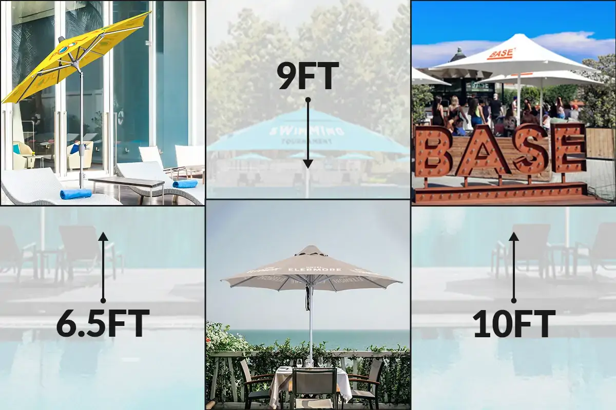 different sizes of umbrella