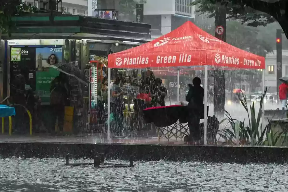 canopy tent in heavy rain