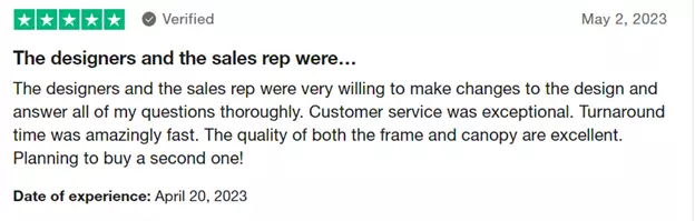 Customers give WestShade positive reviews on trustpilot