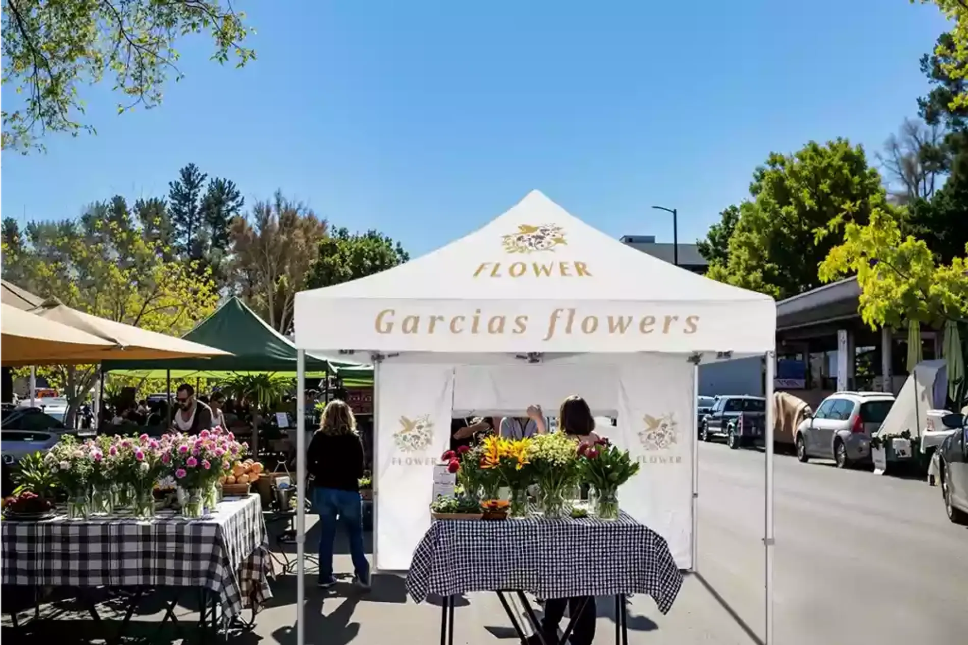 custom tent for flower stall