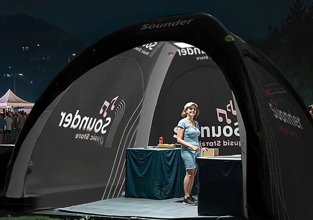 Inflatable tent with LED light