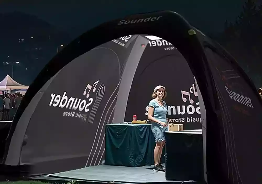 Inflatable tent with LED light