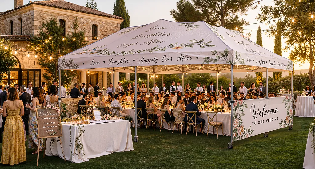 Outdoor-wedding-under-20×20-printed-canopy-tent