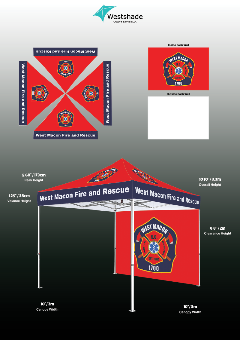 Customize the canopy roof and valance with your company logo elements