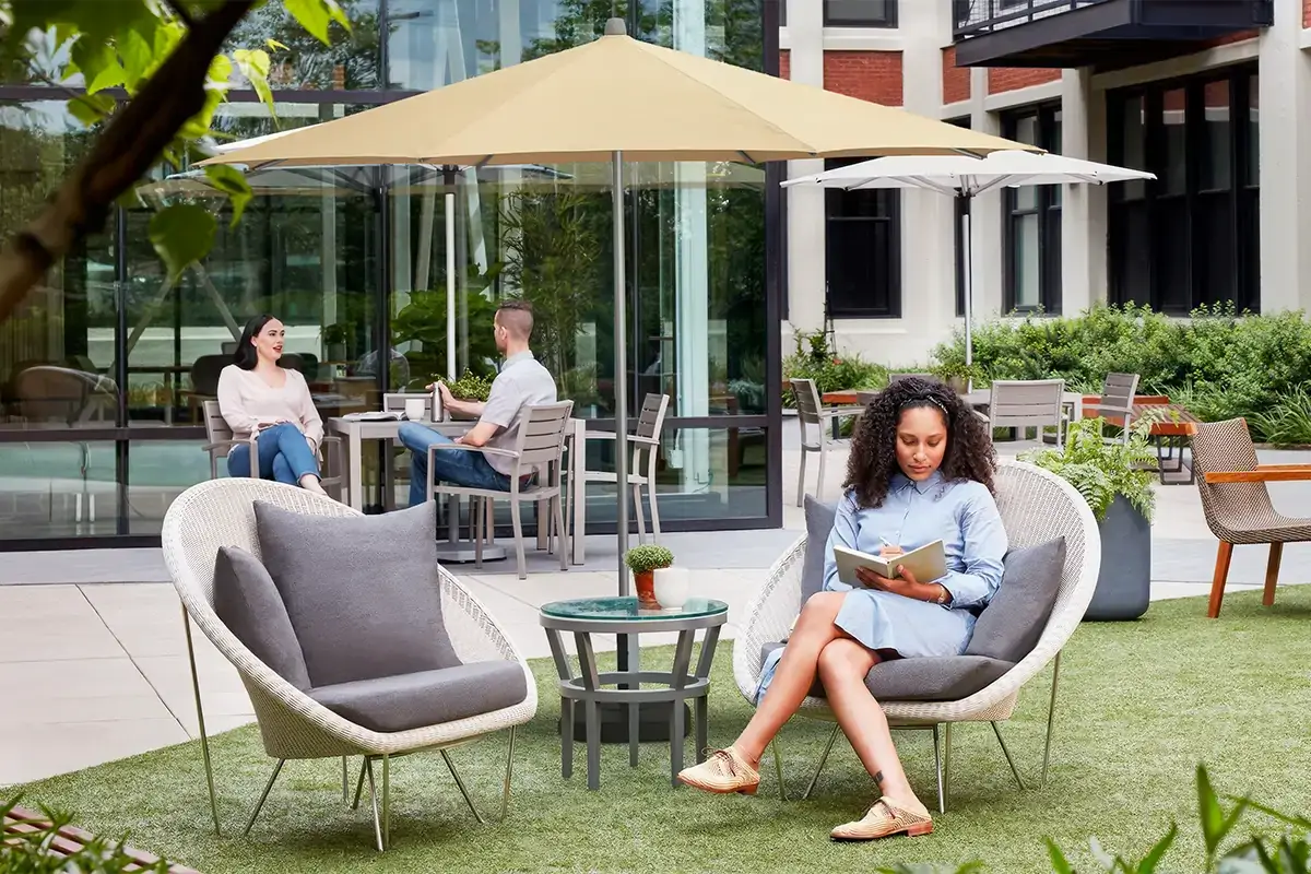working area under umbrella