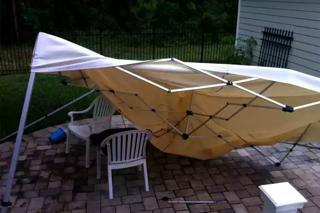 collapsed pop up tent