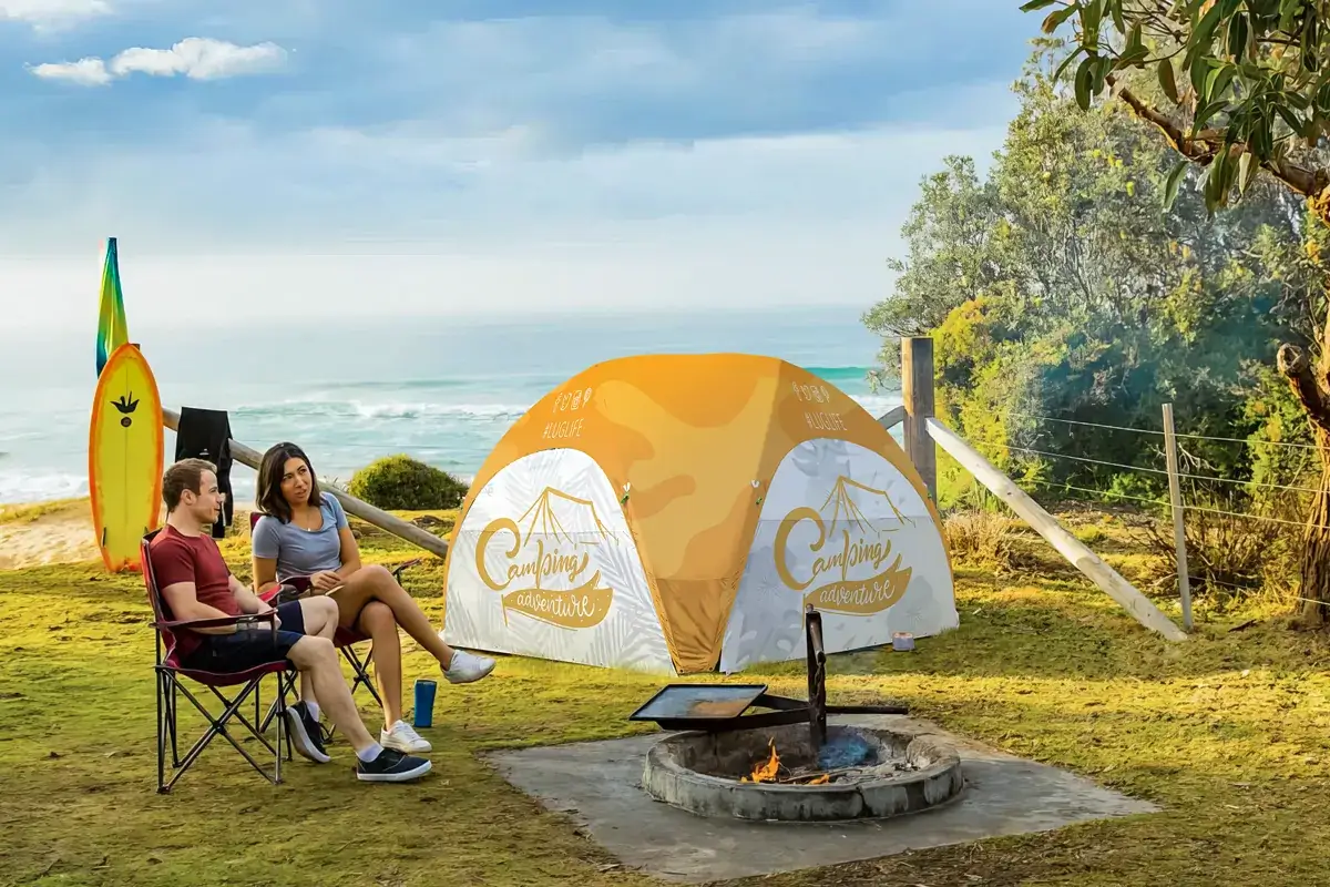 outdoor adventure with an inflatable tent