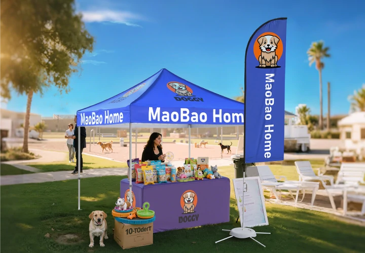 custom tent with displays