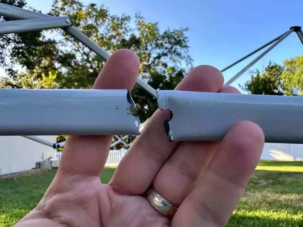 damaged tent pole