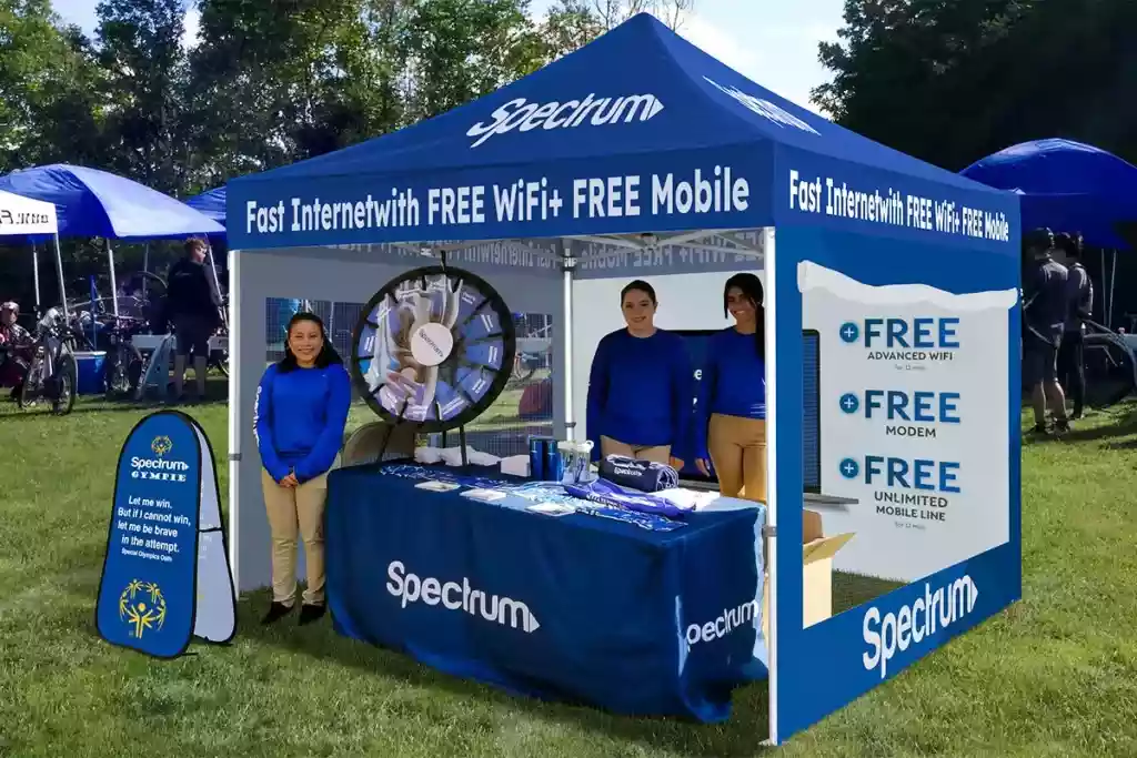 custom business booth with consistent design