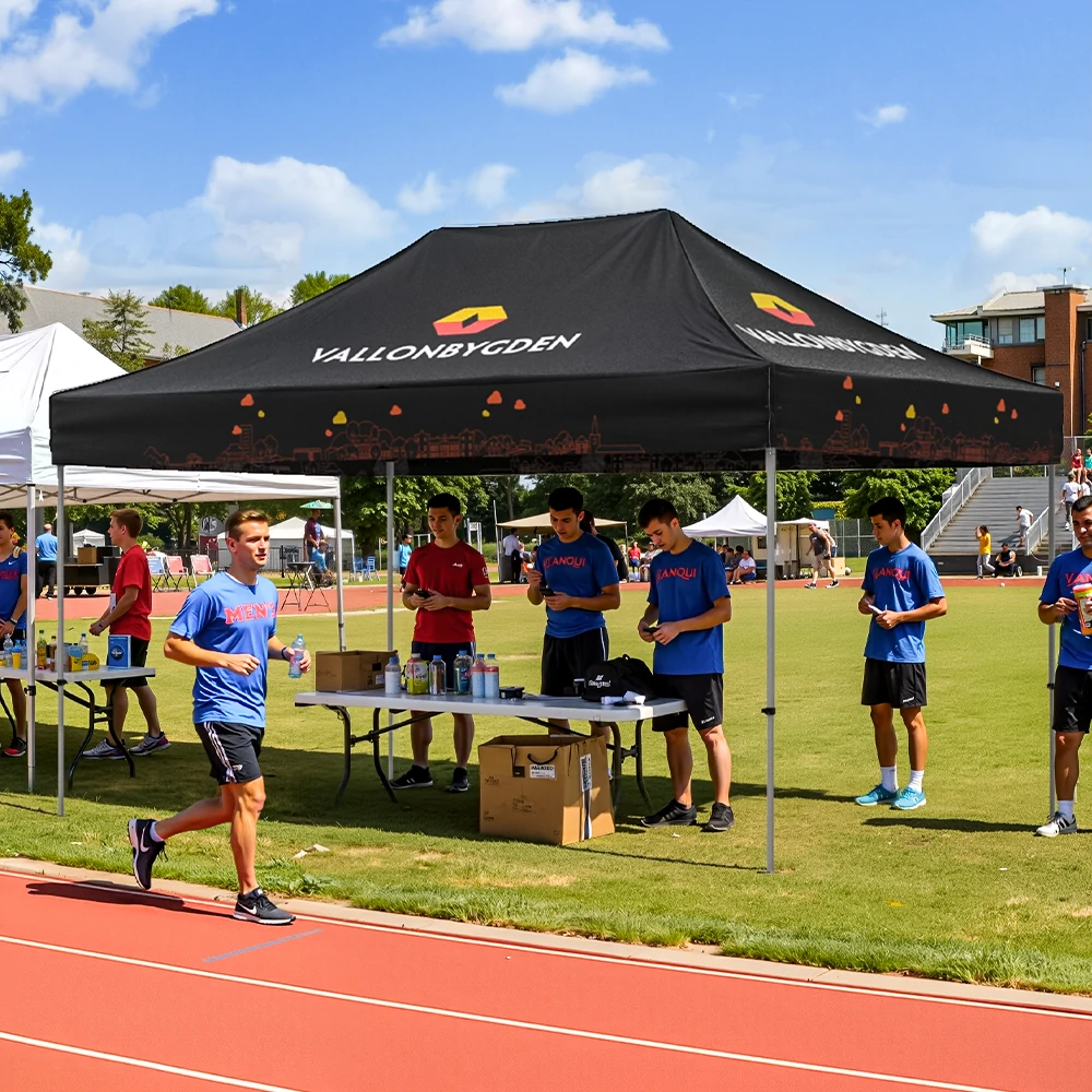 10x15 tent providing hydration and support at athletic events