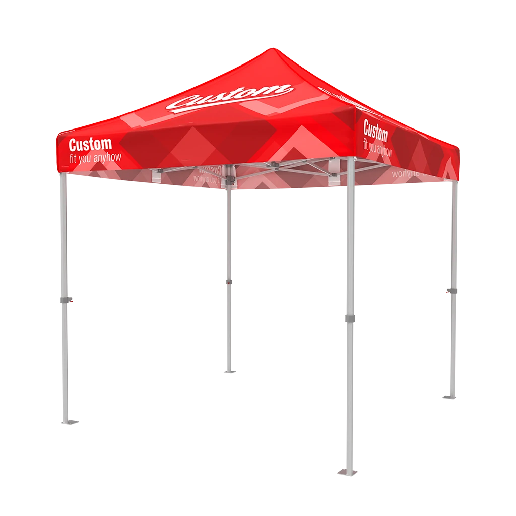 8x8 custom canopy tent with red roof and lightweight aluminum frame