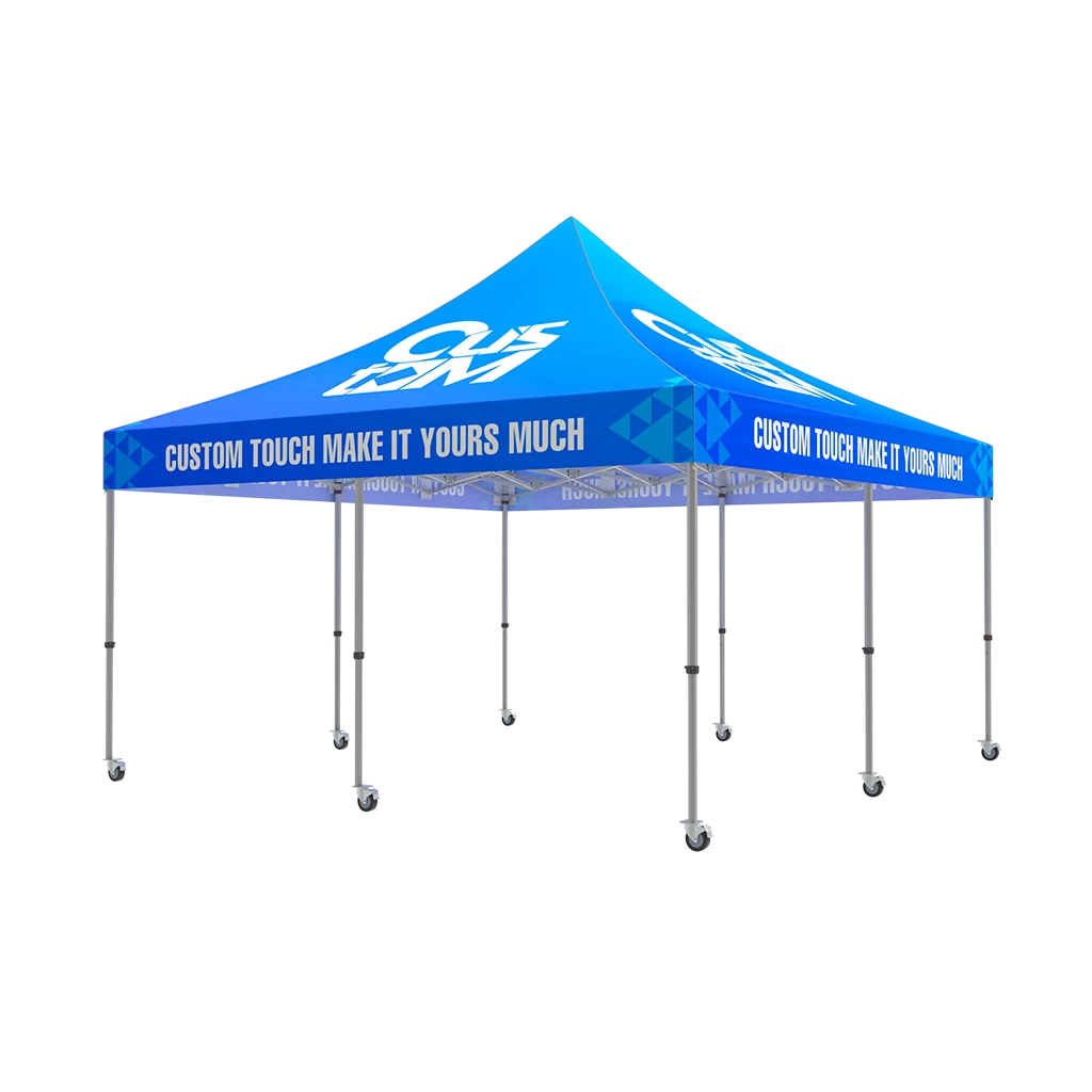 16x16 custom canopy tent with blue roof and heavy duty aluminum frame