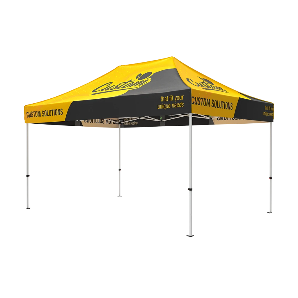 10x15 custom canopy tent with yellow roof and steel frame