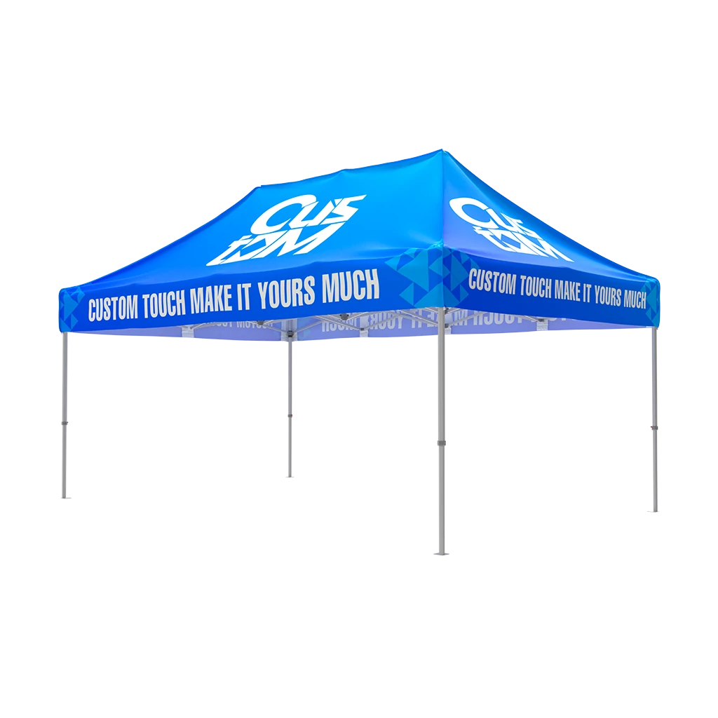 13x20 custom canopy tent with blue roof and heavy duty aluminum frame