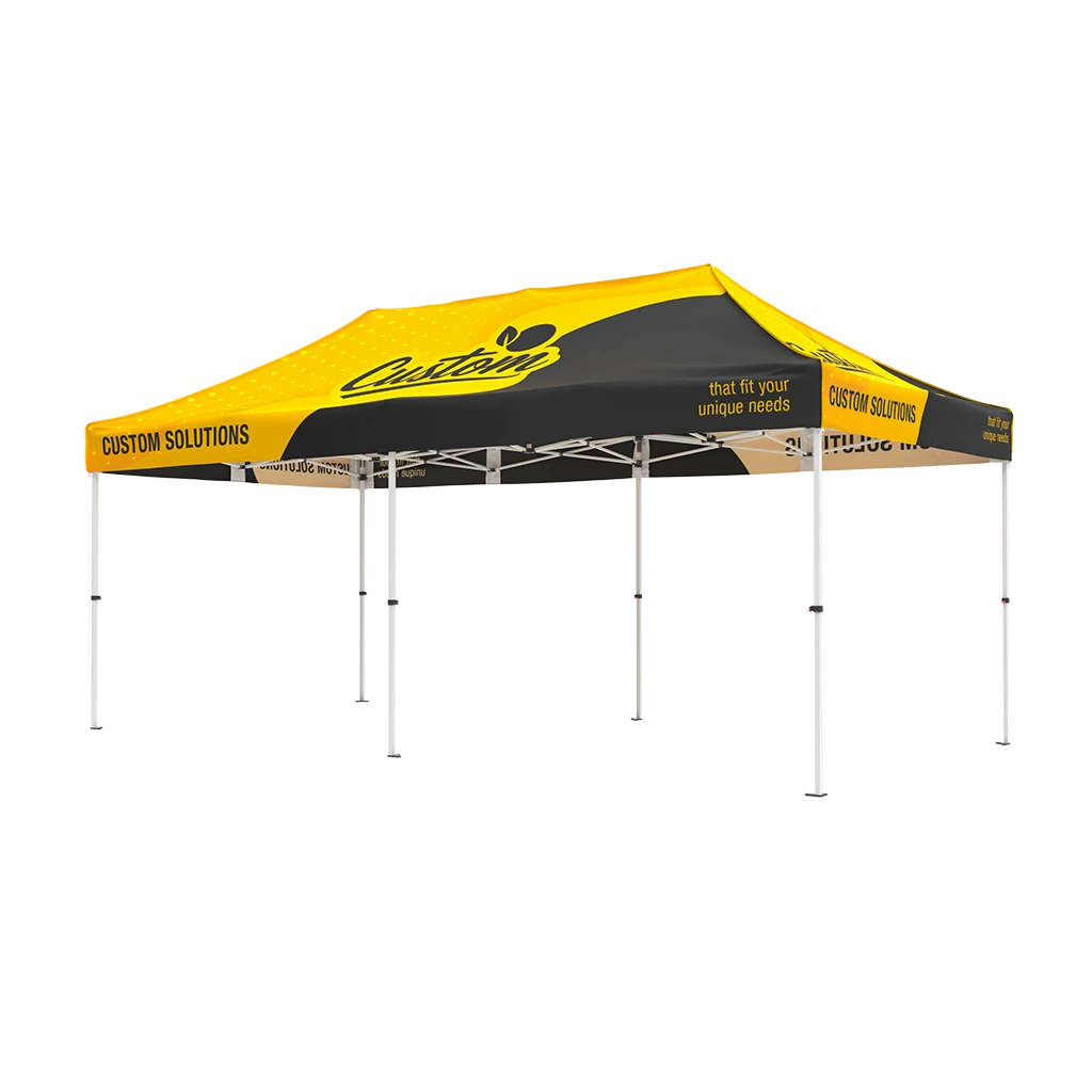 10x20 custom canopy tent with yellow roof and steel frame