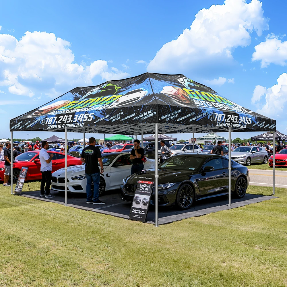 20x20 custom canopy tent for automotive displays or racing events