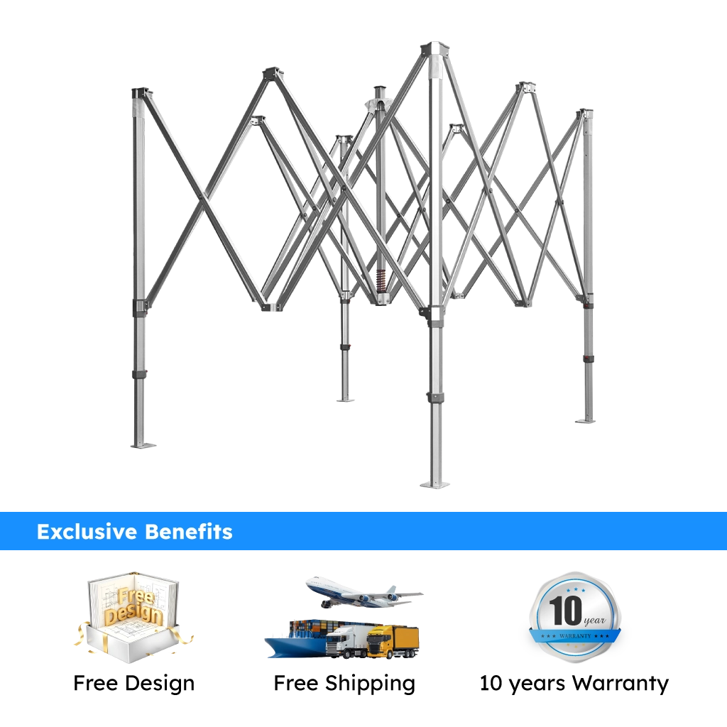 Y7 heavy-duty aluminum custom canopy tent frame exclusive benefit with free design, free shipping and 10 years warranty