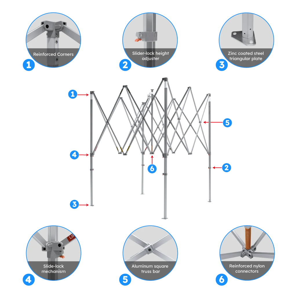 Y6 lightweight aluminum custom canopy tent frame details