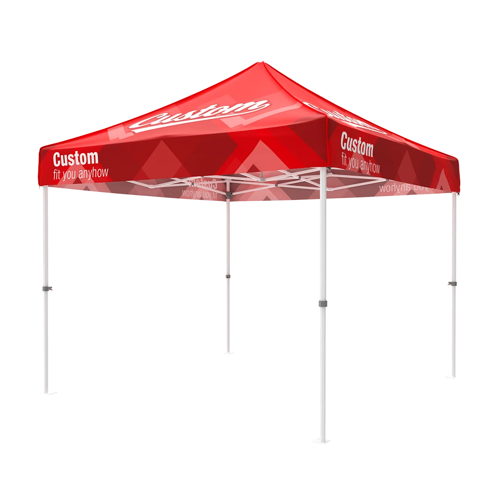 10x10 custom canopy tent with red roof and lightweight aluminum frame
