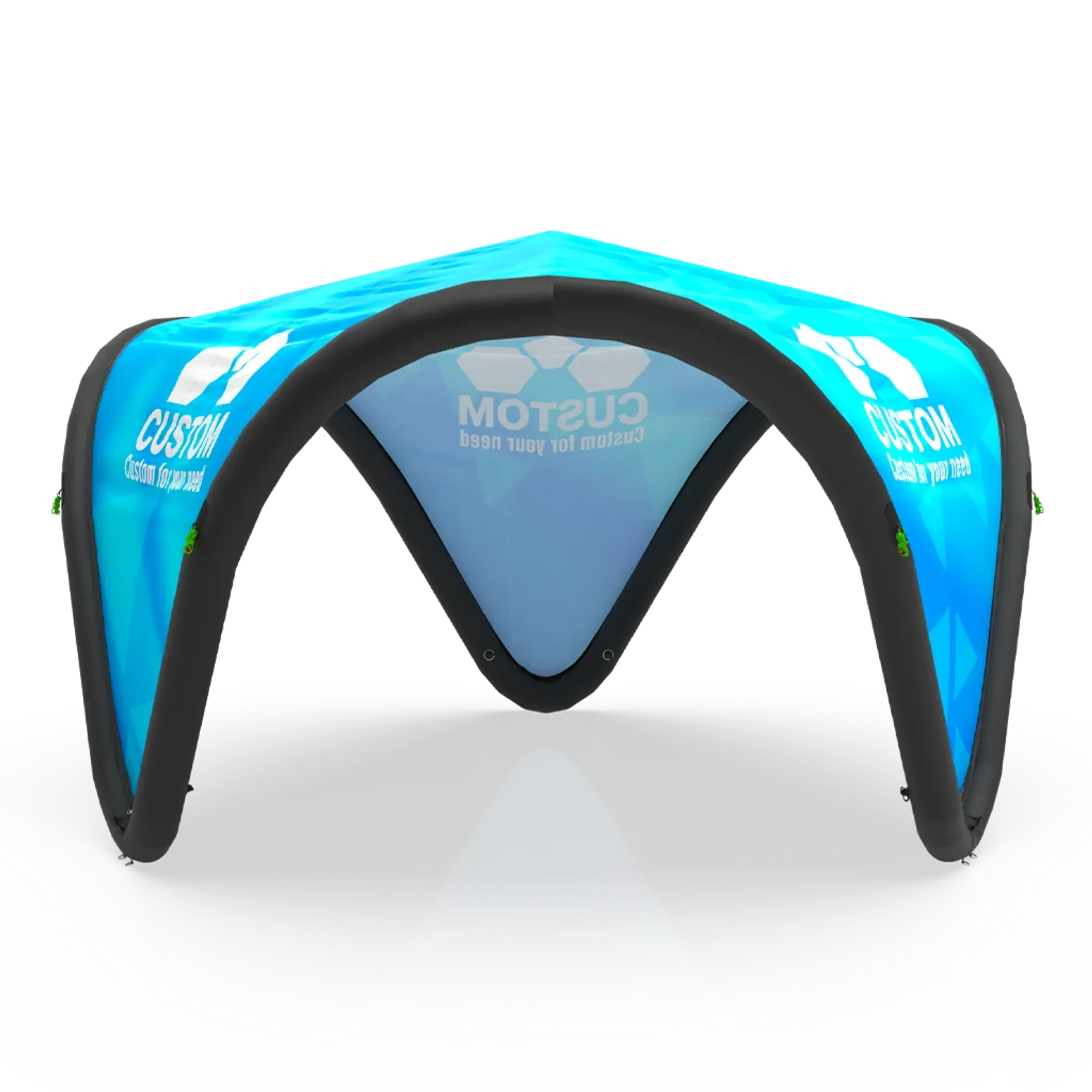 10x10 Custom Printed Inflatable Triangle Tent with Black Frame Front View