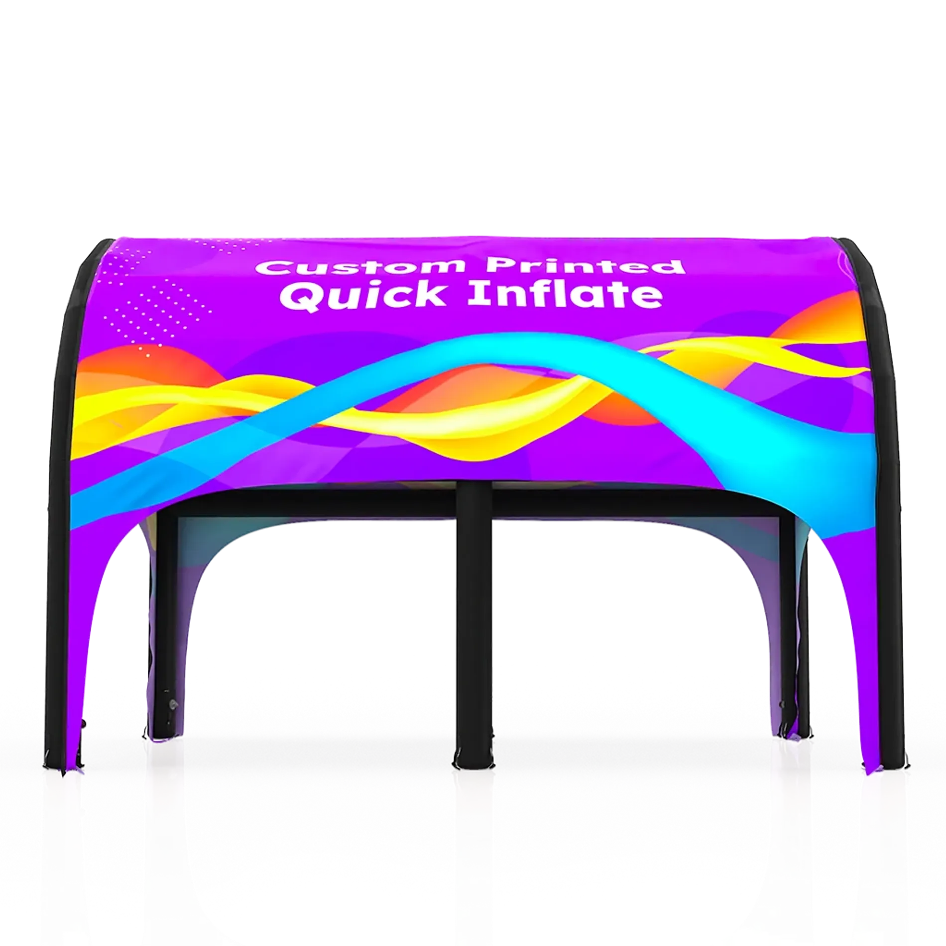13x20 Custom Printed Inflatable Tunnel Tent with Black Frame Front View