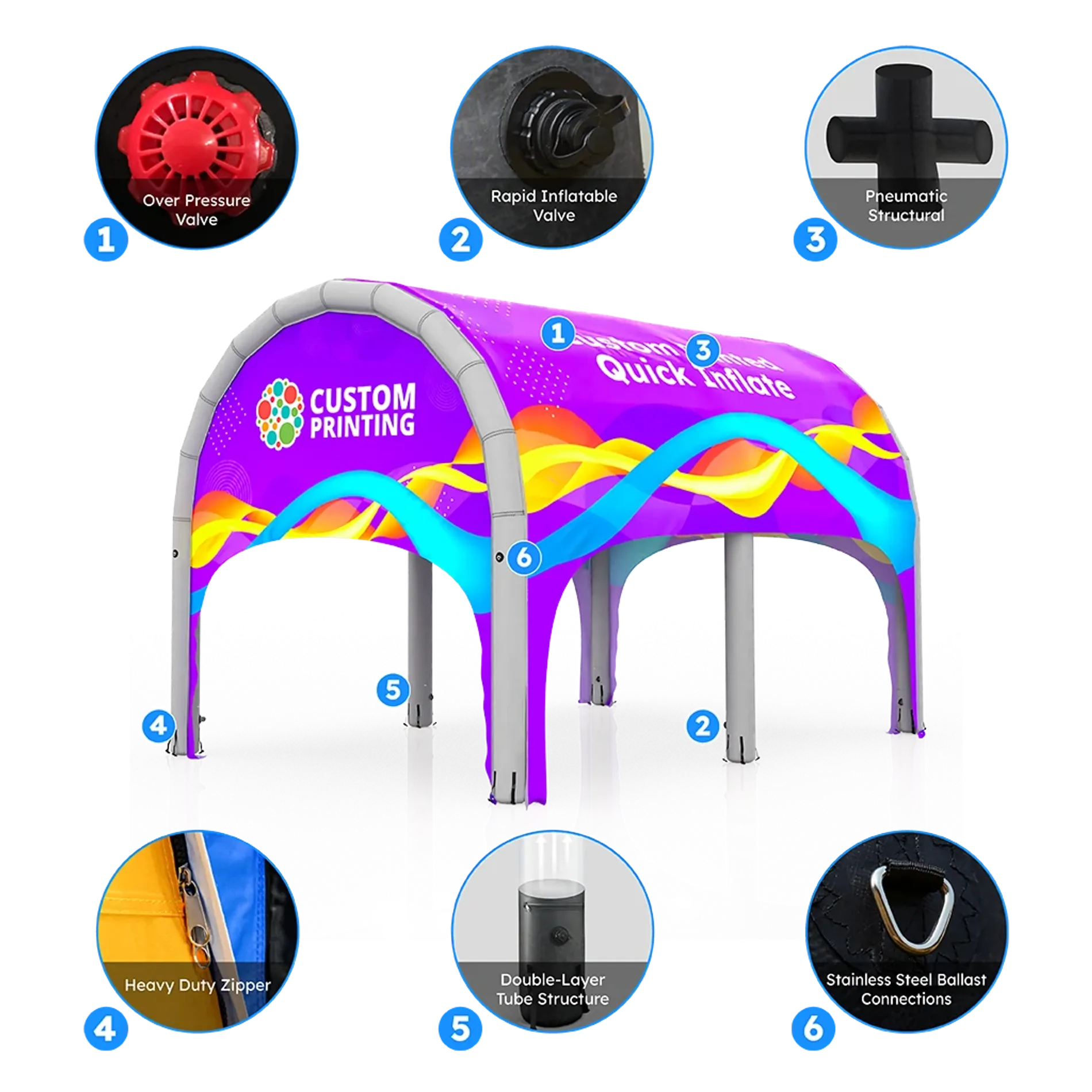 13x20 Custom Printed Inflatable Tunnel Tent Details