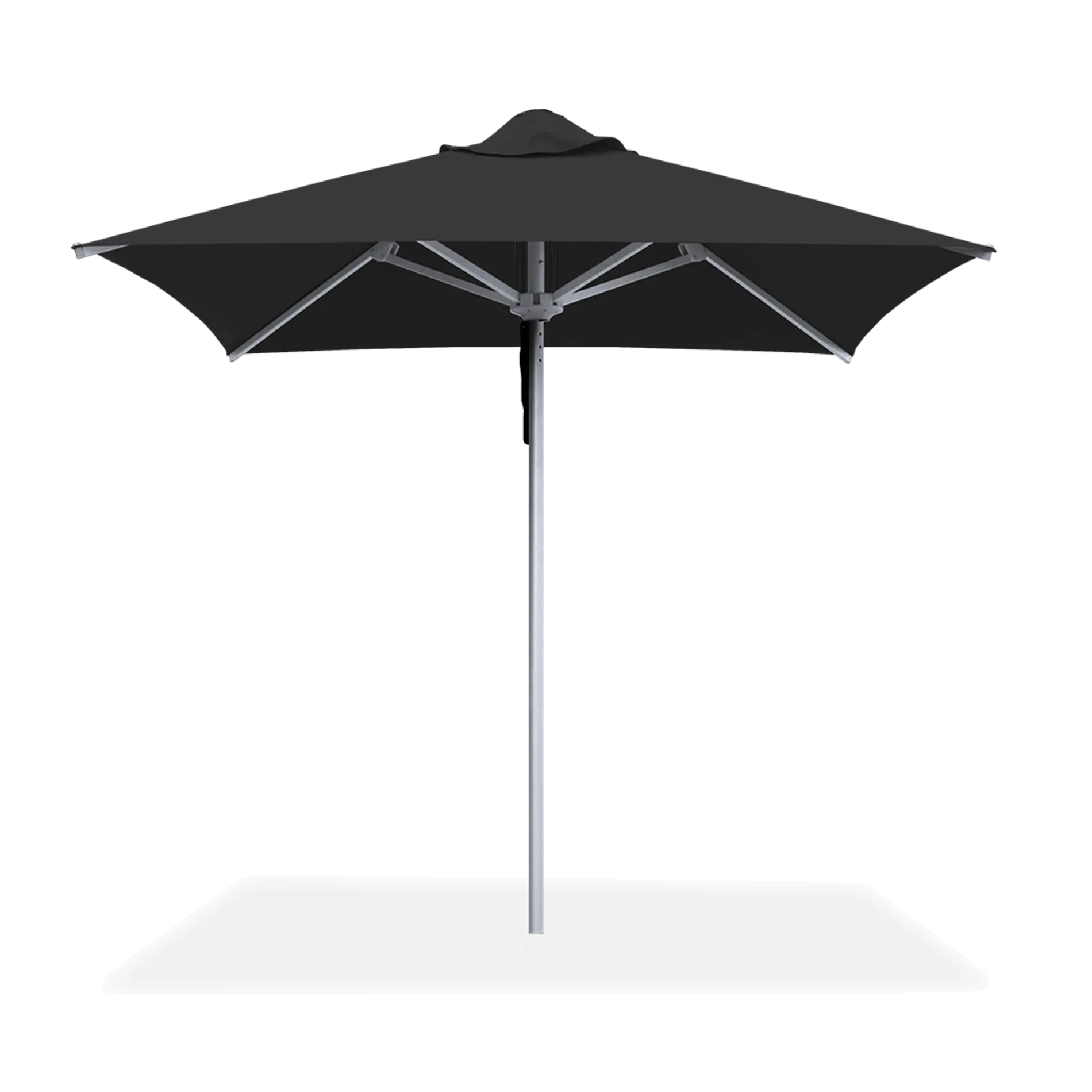 Pulley Patio Umbrella, 6.5ft size, aluminum frame, Agora acrylic fabric, shown in black color.