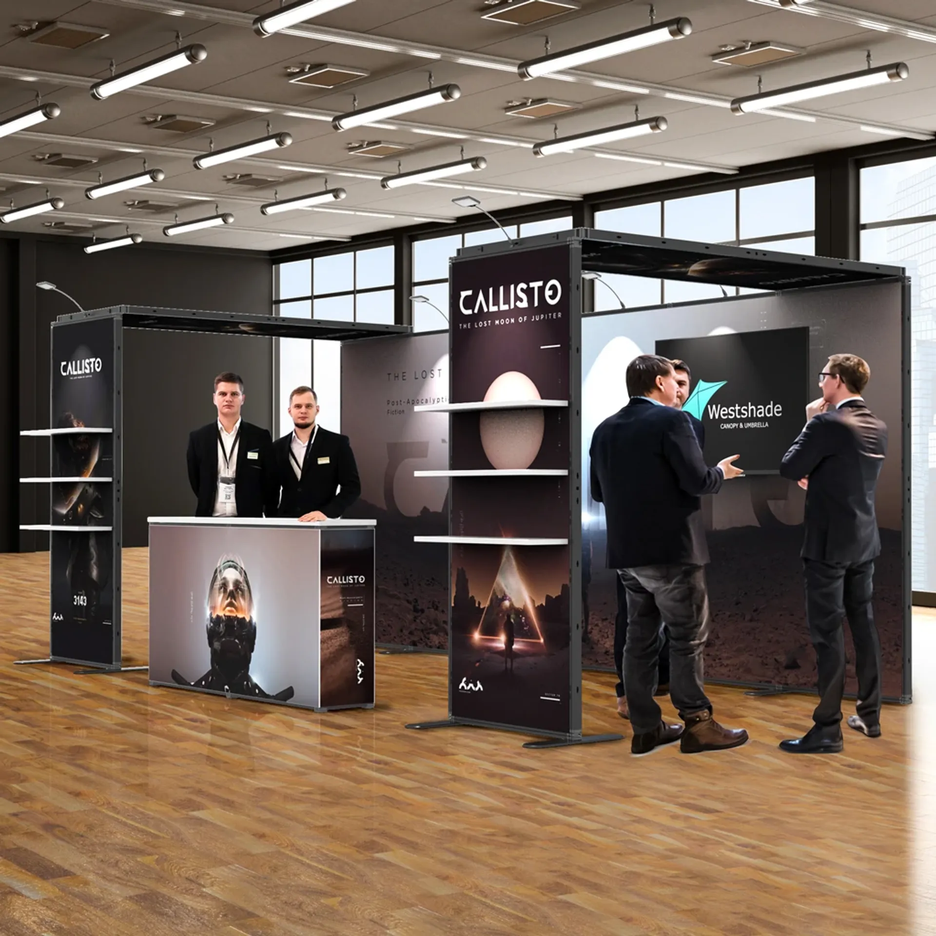 10x20 double bridge trade show booth scenario