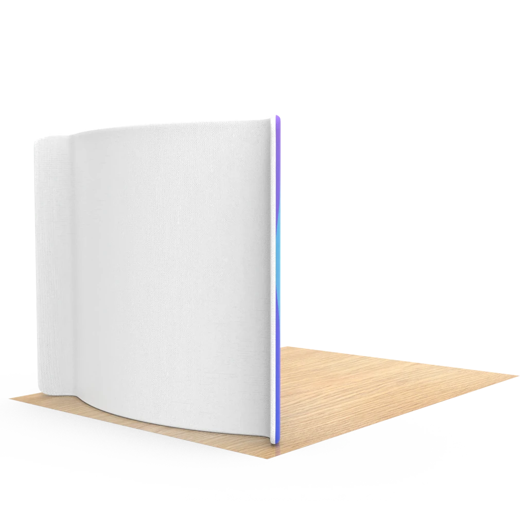 6FT Curved Tension Fabric Display White Backside View