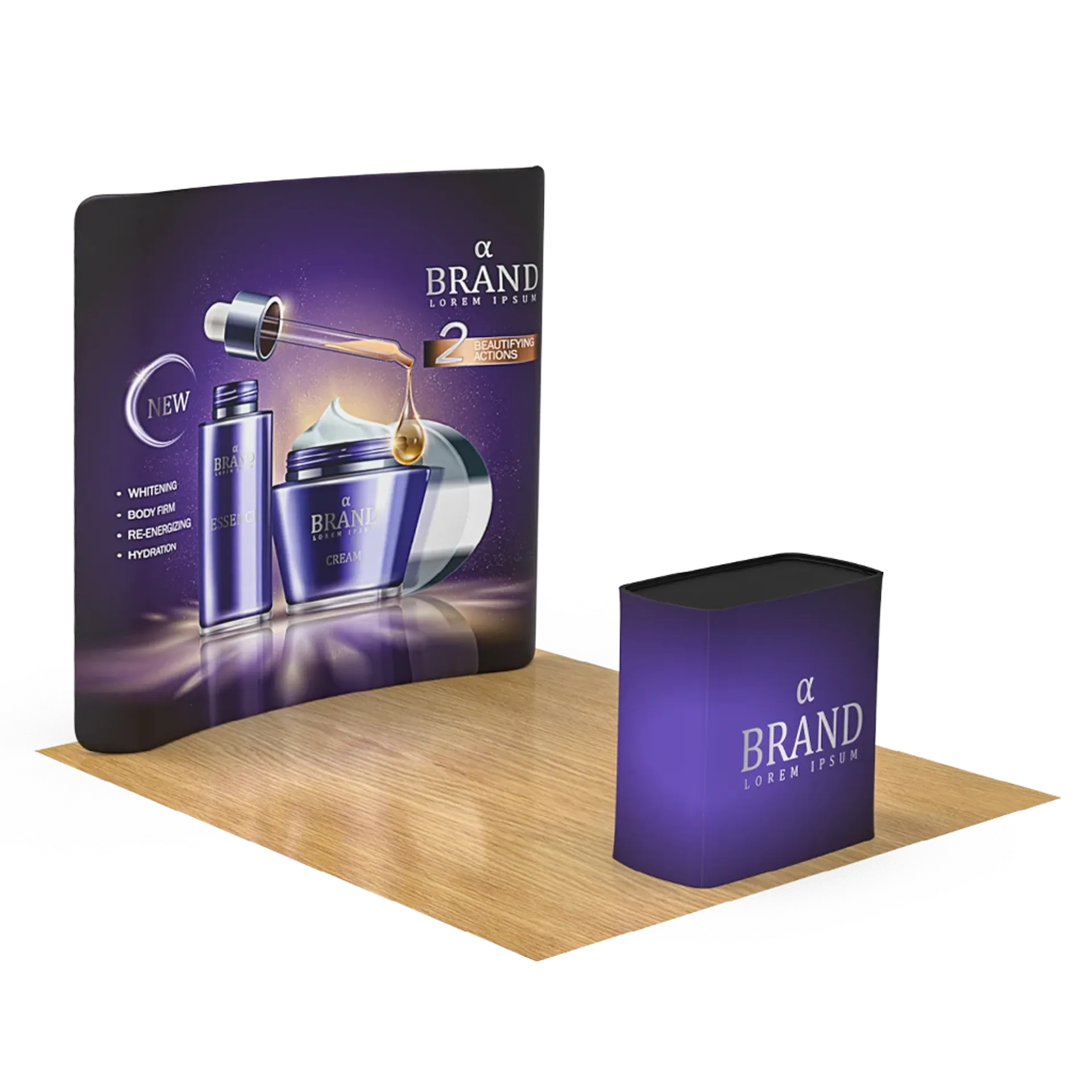 8FT Curved Tension Fabric Display with Podium