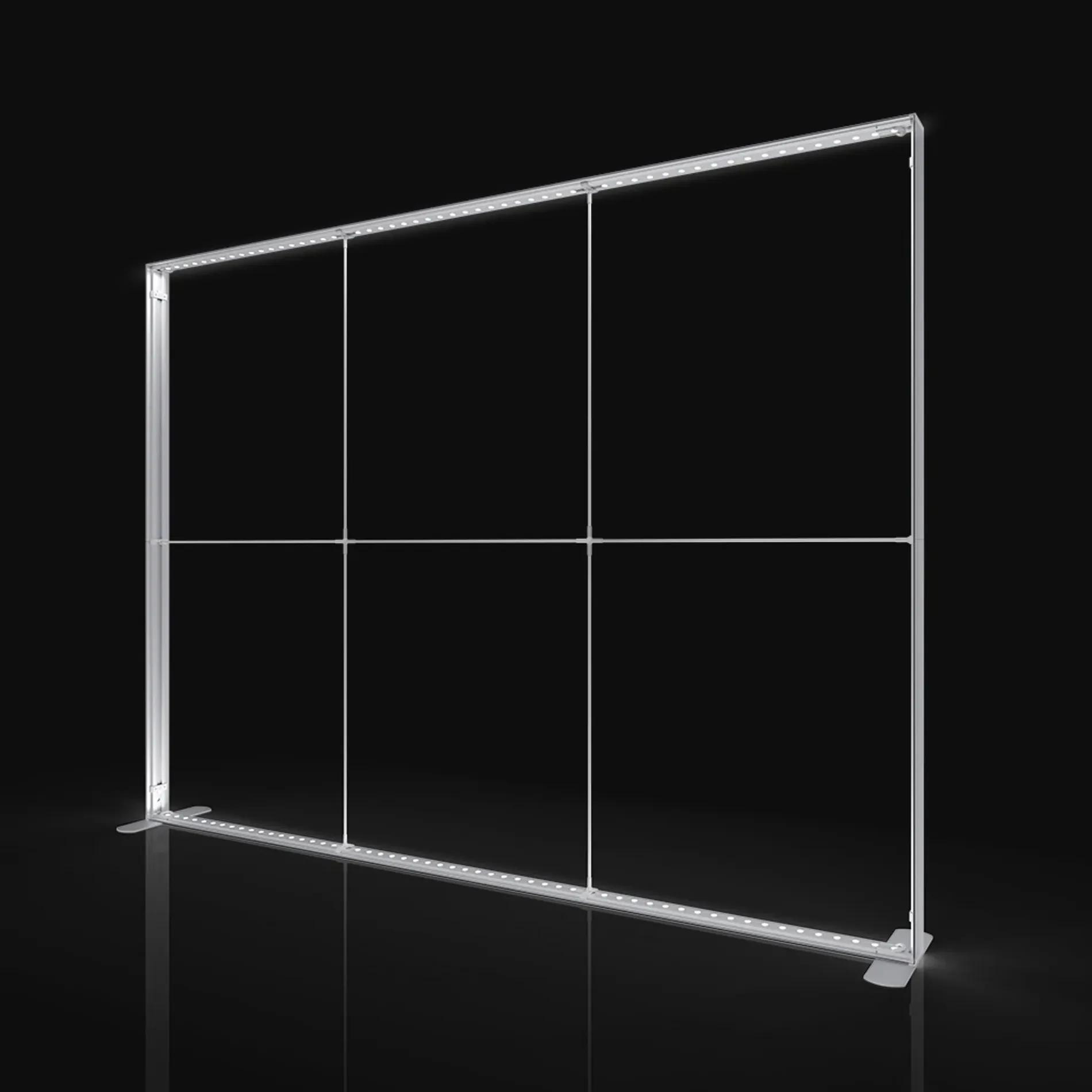 Top-view aluminum SEG frame, serving as the base structure for lightbox graphics.