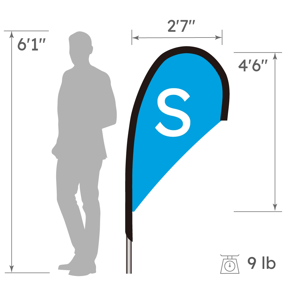 Size Chart for Small Teardrop Flag