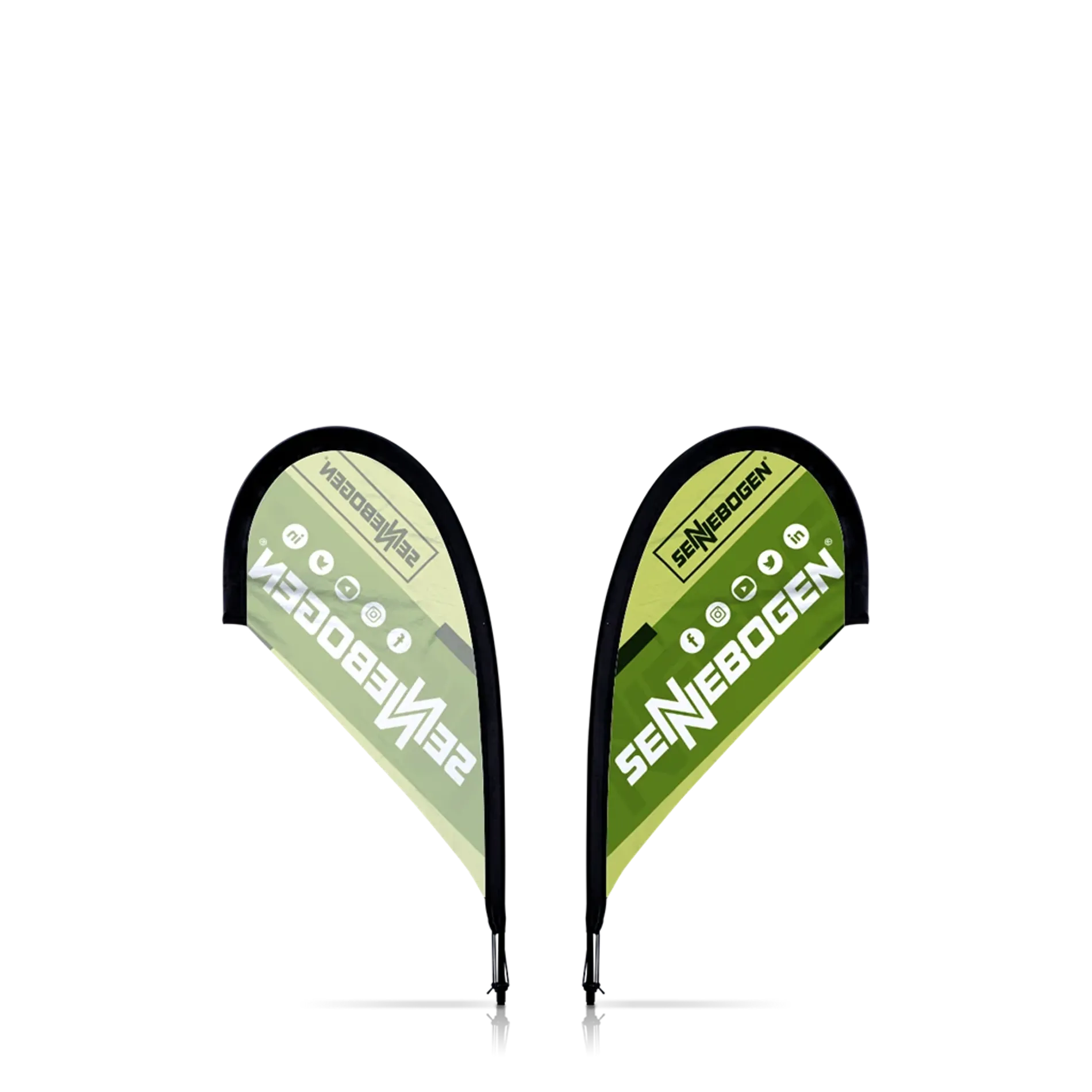 Size S green teardrop flag, single-sided print