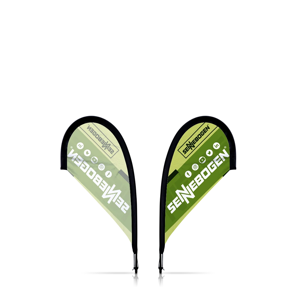 Size S green teardrop flag, single-sided print