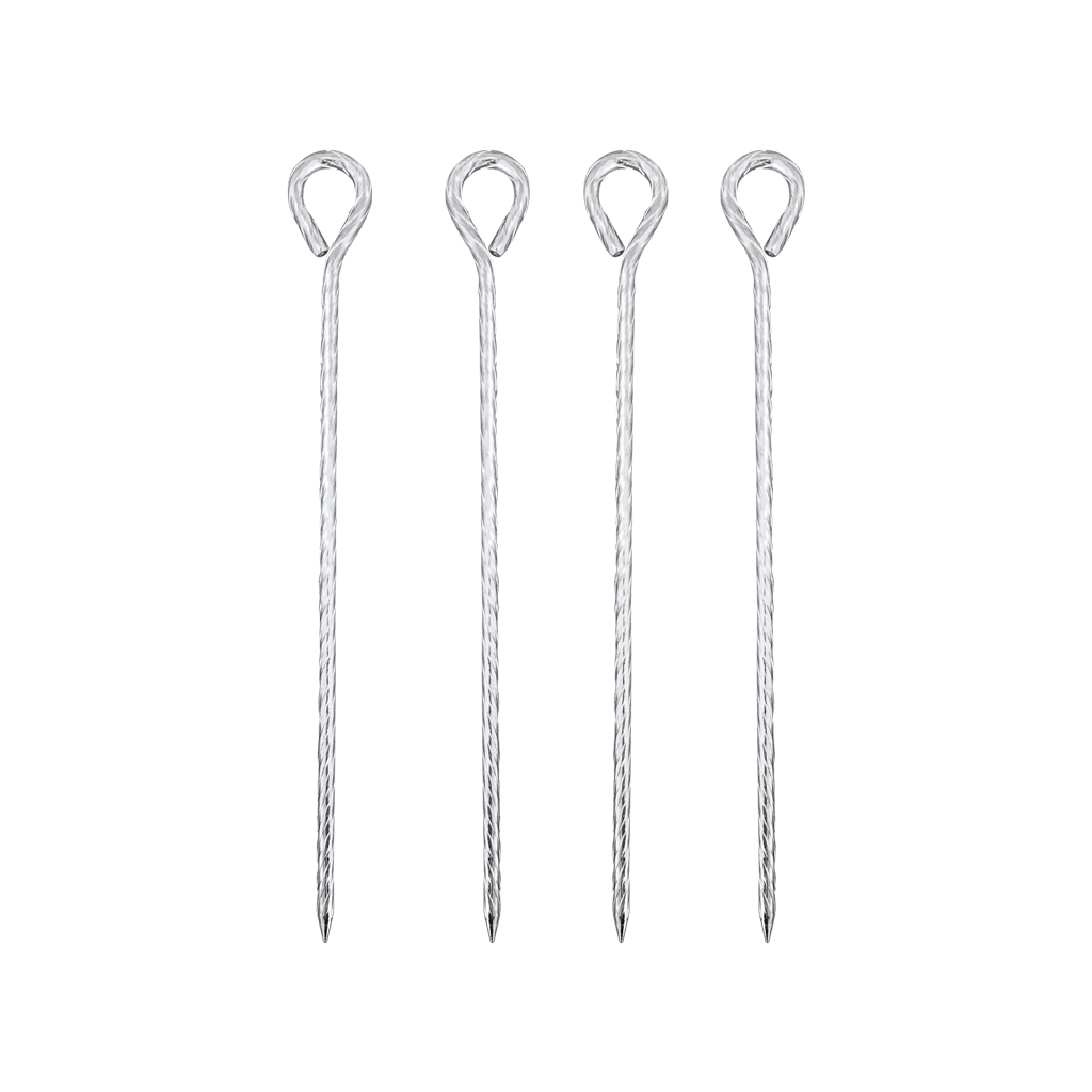 Four steel canopy tent stakes for extremely easy operation