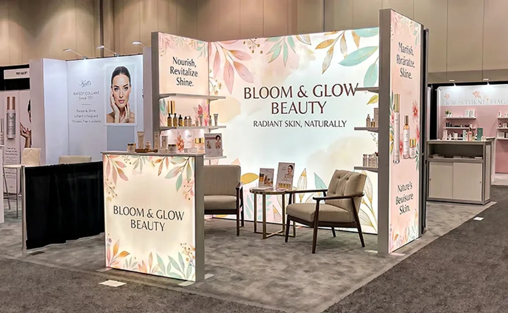 10x10 Backlit Trade Show Booth with SEG Partition