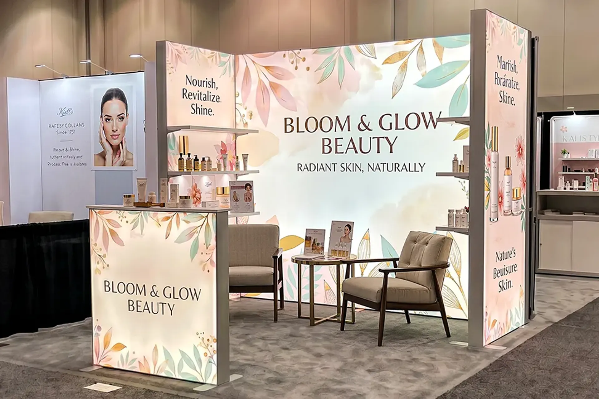 10x10 Backlit Trade Show Booth with SEG Partition