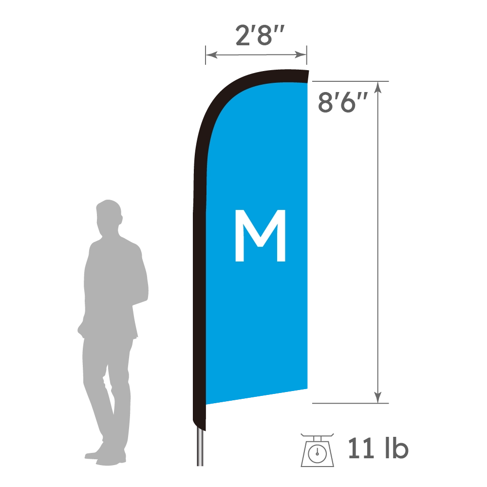 Size detail of medium Feather Flag