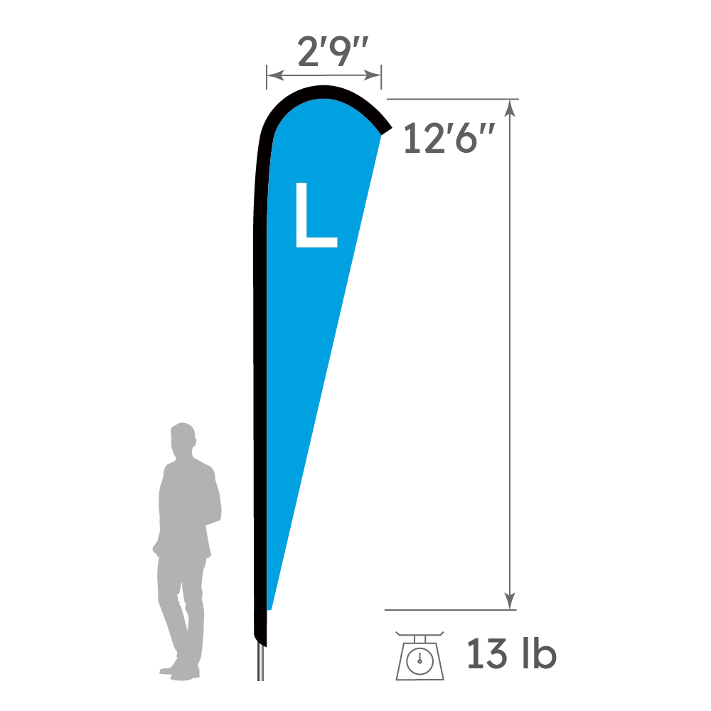 Size detail of large Raindrop Flag