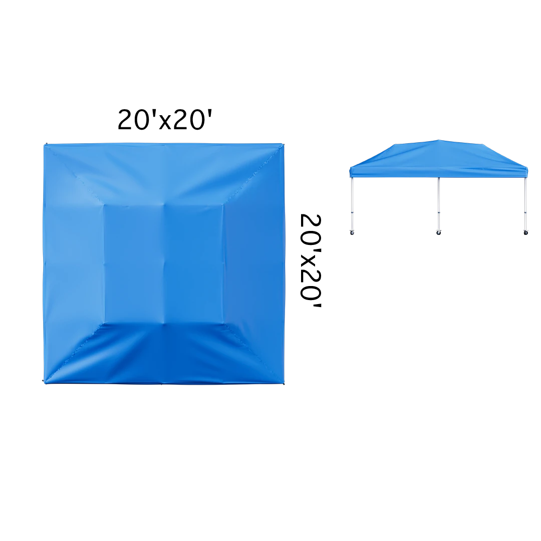 size of 20x20 canopy roof