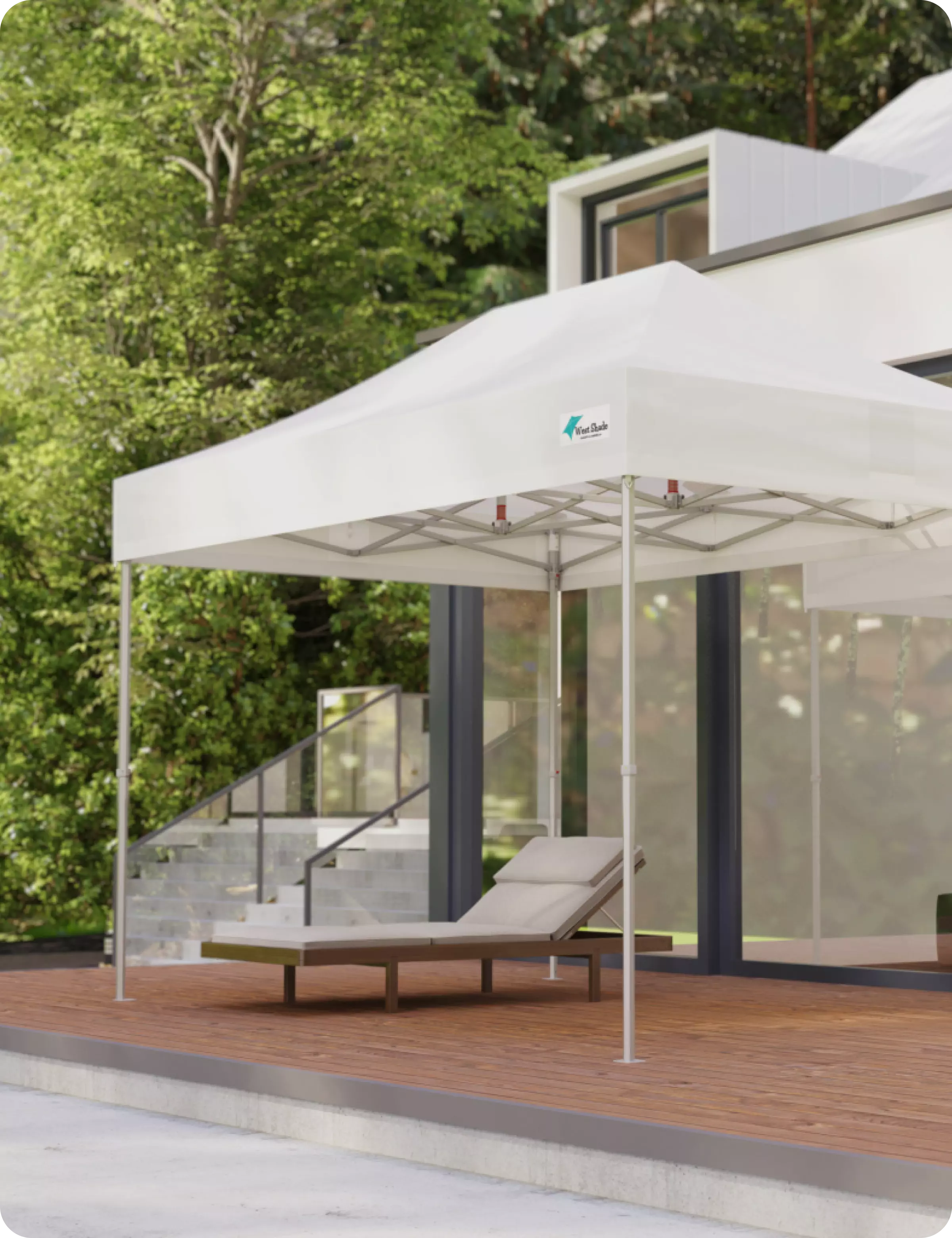 White canopy tent at home, backyard, or near the pool
