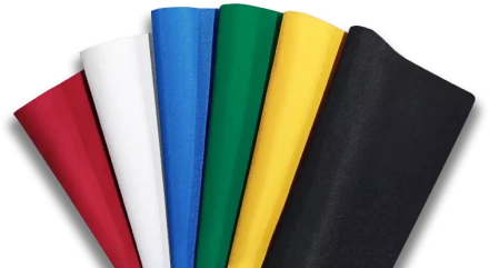 Red, white, blue, green, yellow, black, 6 whole cloths of polyester fabric put together