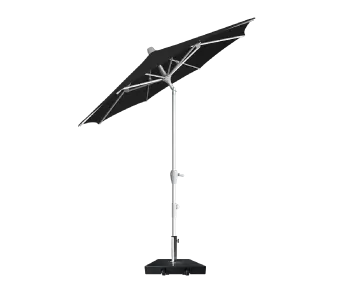 A black tilt patio umbrella for outdoors