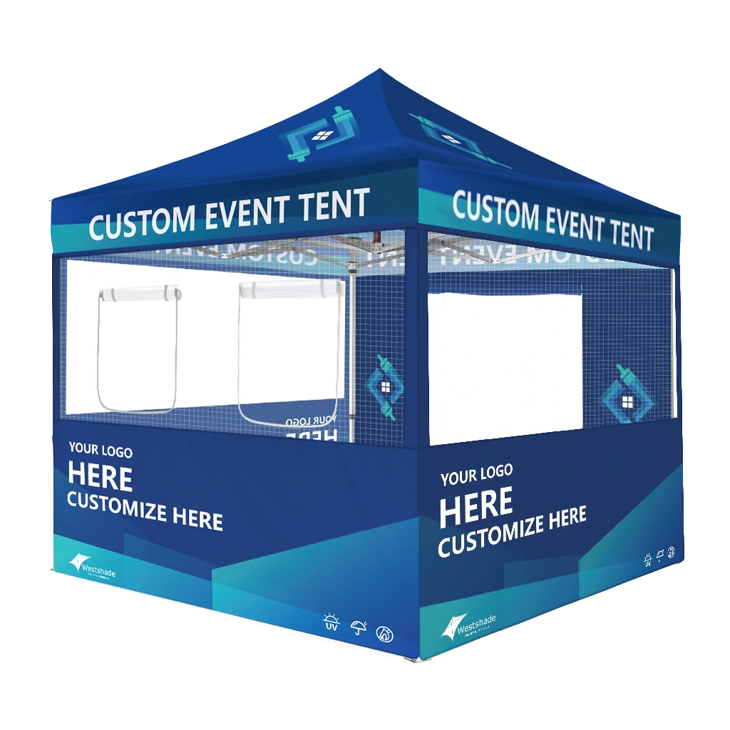 custom canopy tent with 1 roll-up door sidewall + 2 mesh sidewalls + 1 mesh window sidewall