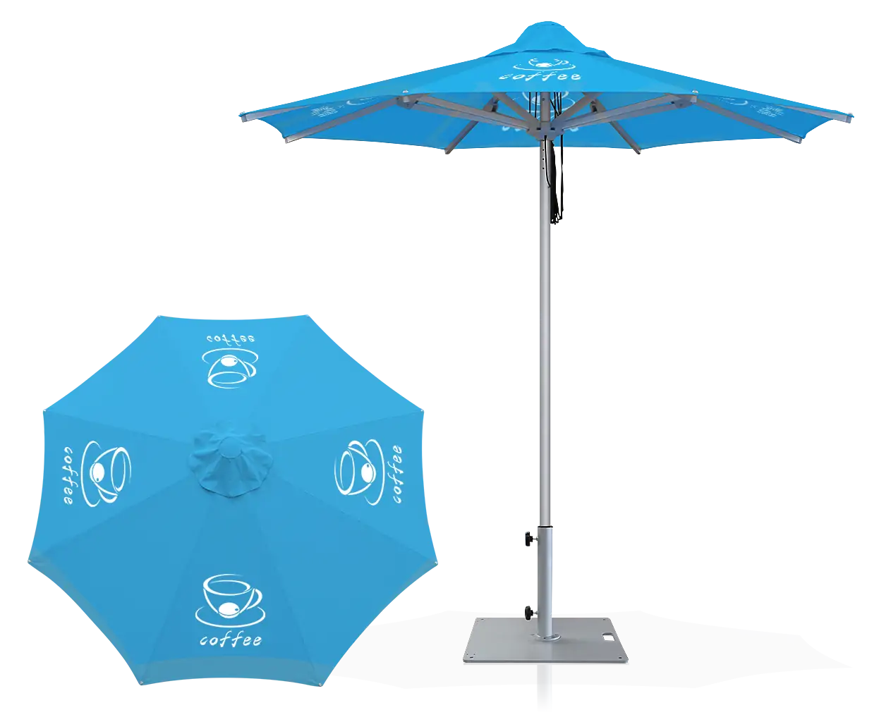 Custom Printing Pulley Patio Umbrella - Santorini