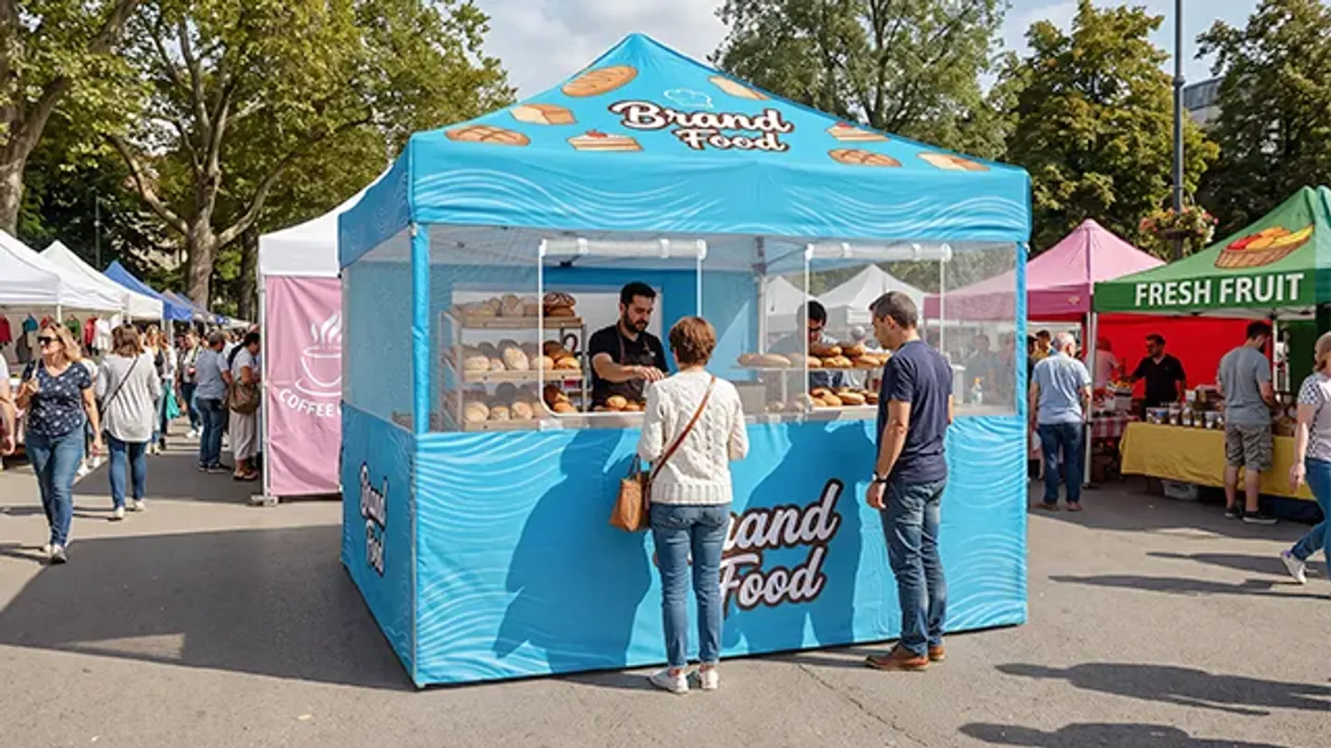 Custom Canopy Tent with Mesh Window & Roll-Up Walls
