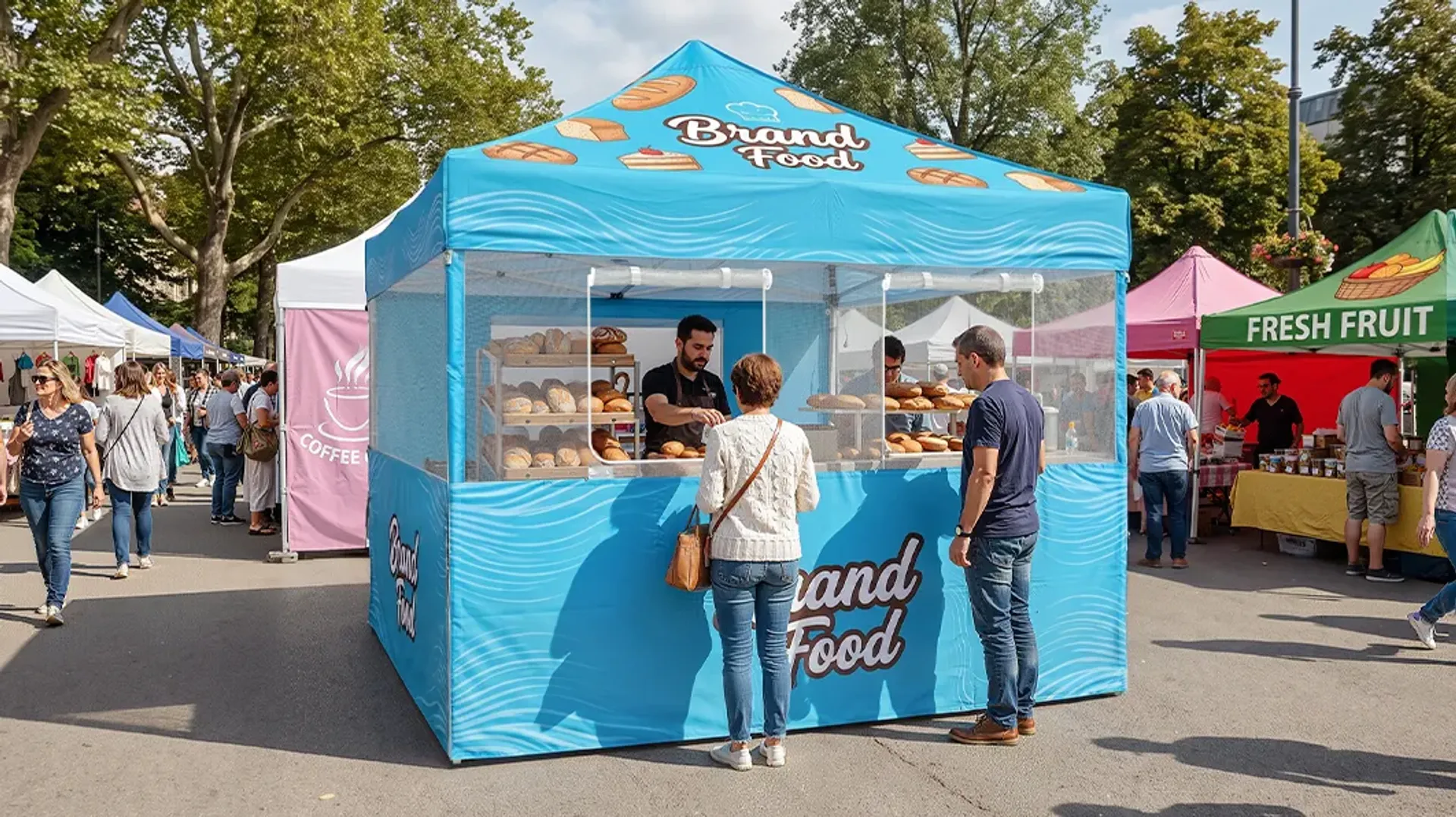 Custom Canopy Tent with Mesh Window & Roll-Up Walls