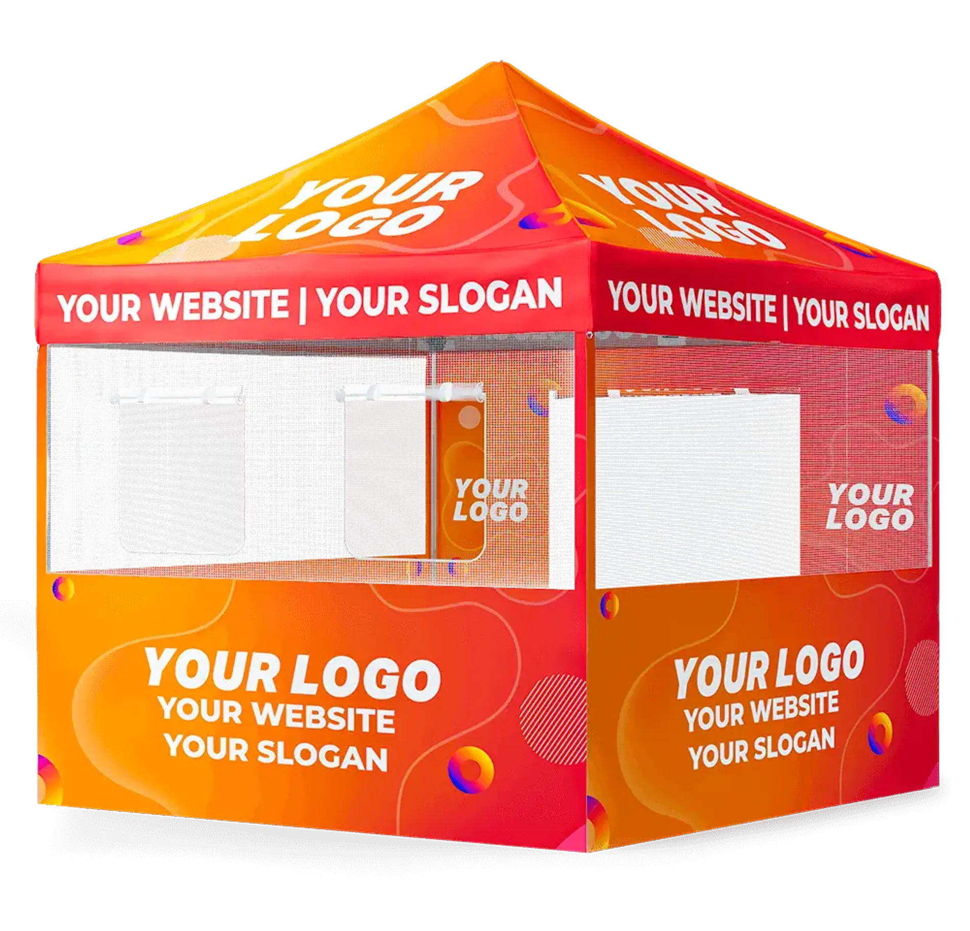 EXPLORE CUSTOM CANOPY TENT WITH COMPLEX ROLLUP SIDEWALL