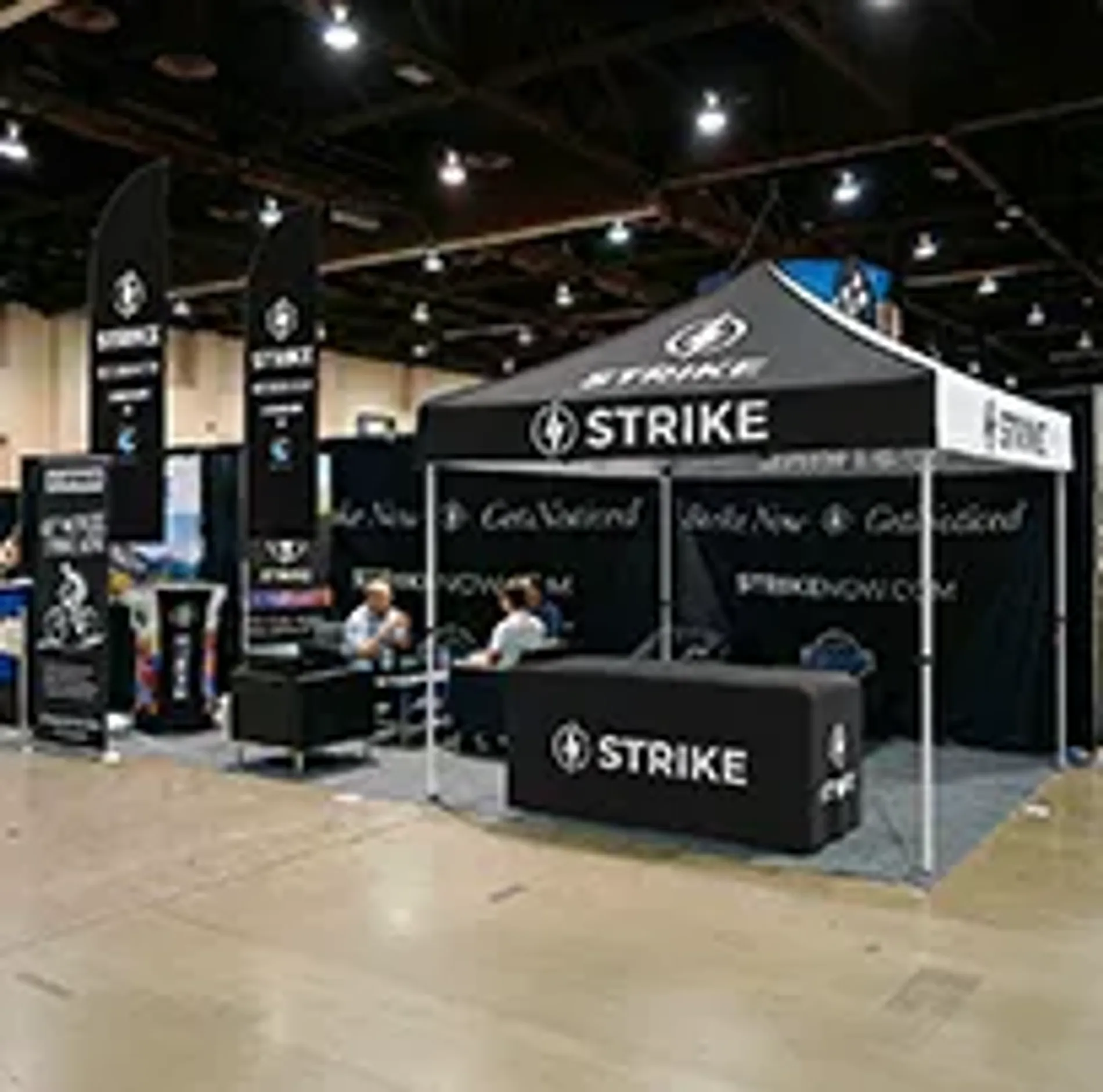 custom printed canopy tent with feather flag, table cover, retractable banner